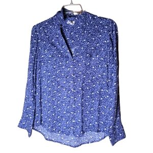 Soft Joie Blue Floral Print Rayon Blouse Size Small